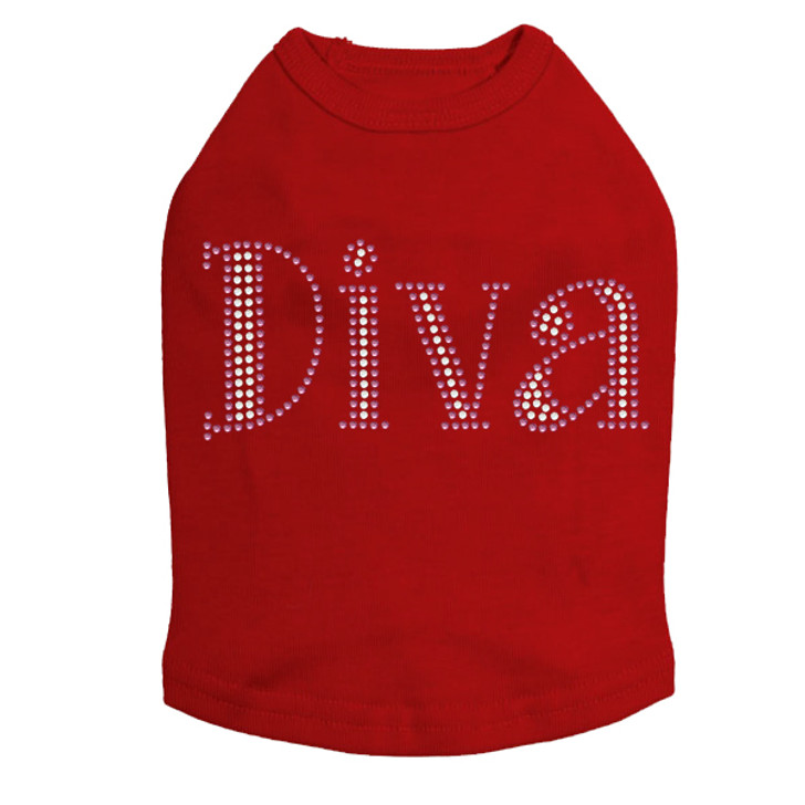 Diva # 4 dog tank for large and small dogs.
4.5" X 2"design with pink & AB iridescent rhinestones.