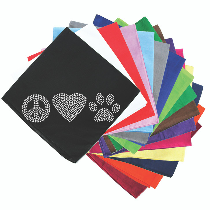 Peace, Love Paw (Rhinestone) - bandana