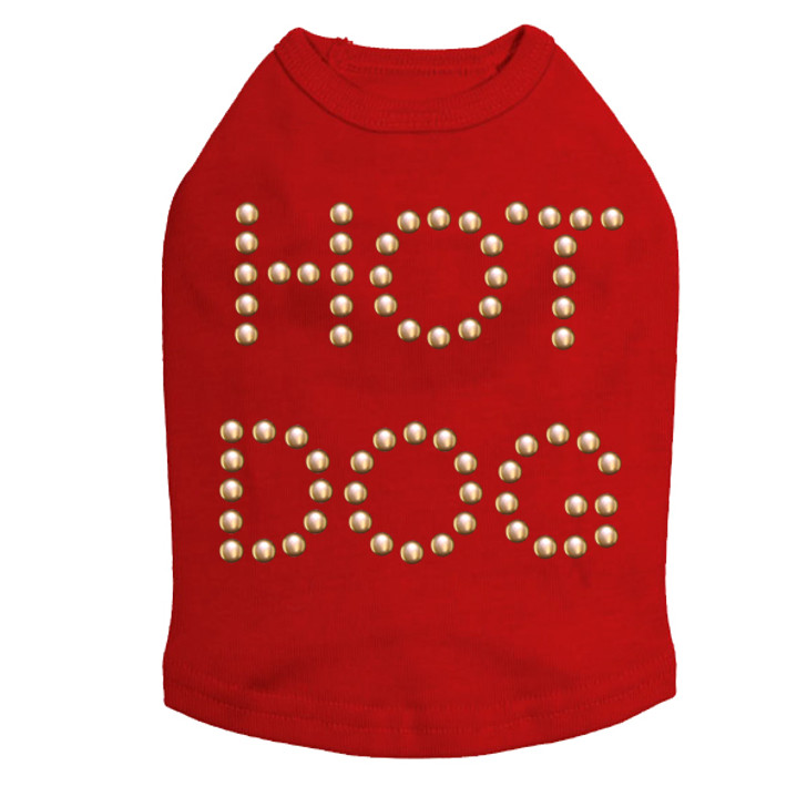 Hot Dog dog tank for large and small dogs.
4" X 4" copper dome nailheads.