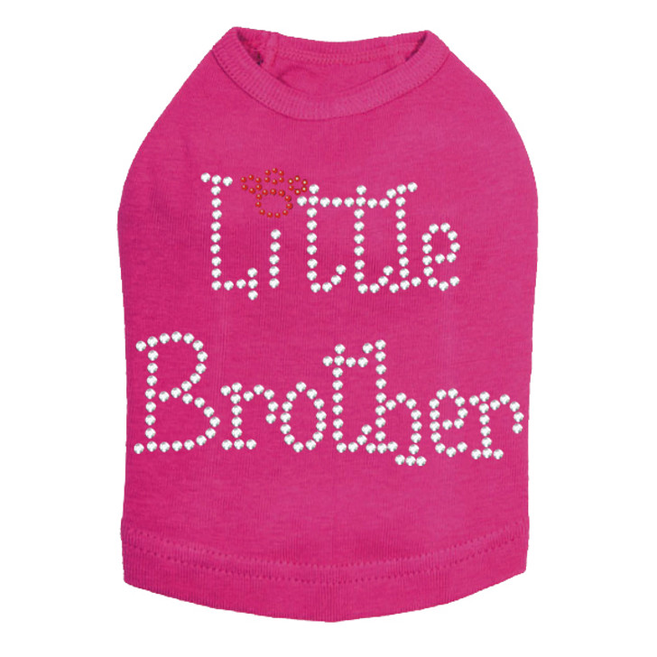 Little Brother dog tank for large and small dogs.
5.5" X 4" design with clear & red rhinestones.