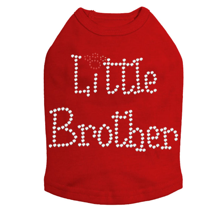 Little Brother dog tank for large and small dogs.
5.5" X 4" design with clear & red rhinestones.