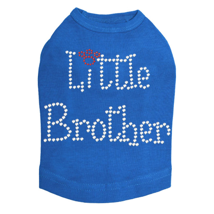Little Brother dog tank for large and small dogs.
5.5" X 4" design with clear & red rhinestones.