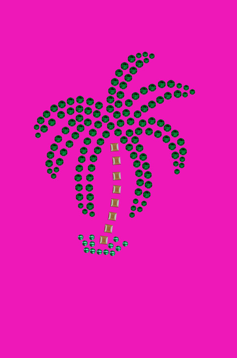 Palm Tree (Green Rhinestones - Small) - Bandanna