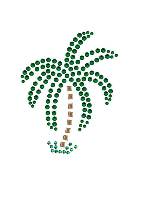 Palm Tree (Green Rhinestones - Small) - Bandanna