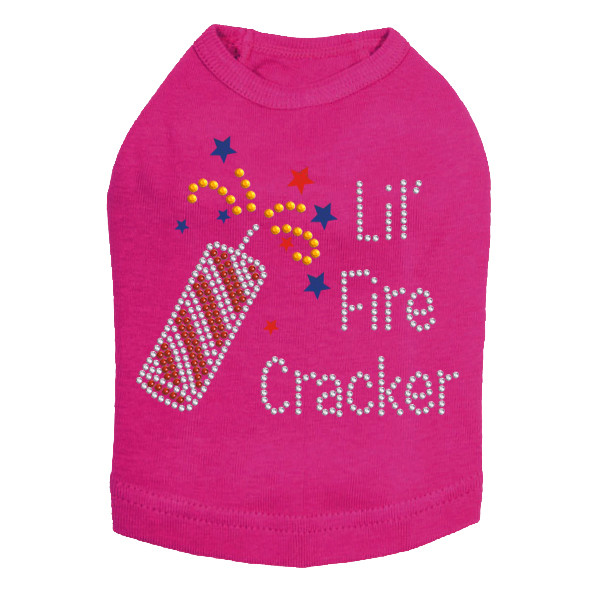 Lil' Firecracker rhinestone dog tank for large and small dogs.