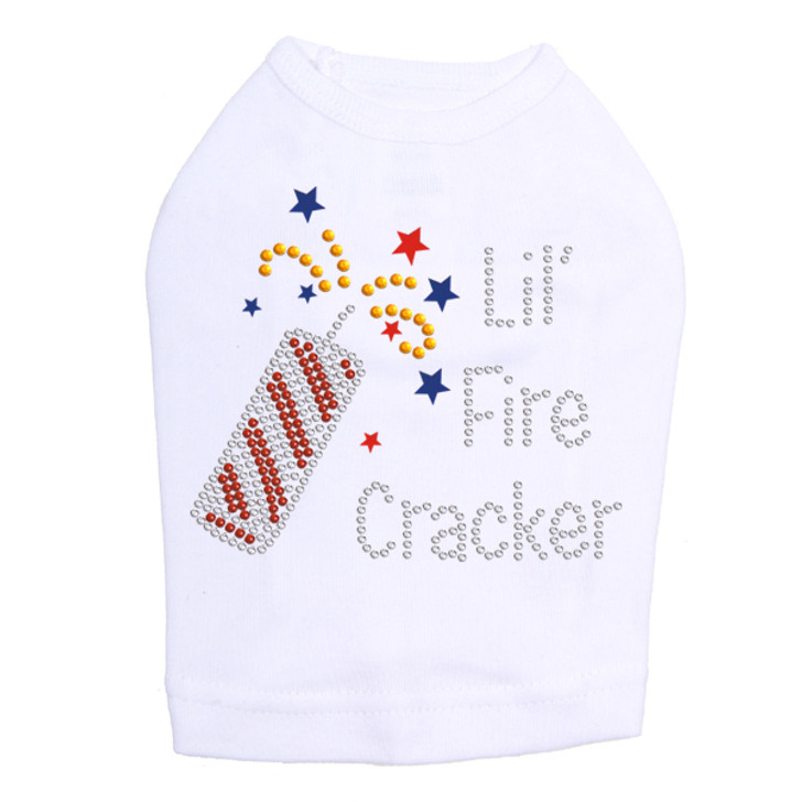 Lil' Firecracker rhinestone dog tank for large and small dogs.