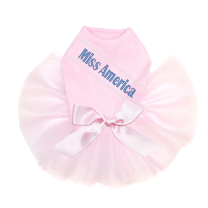 Miss America rhinestone dog tutu for large and small dogs.