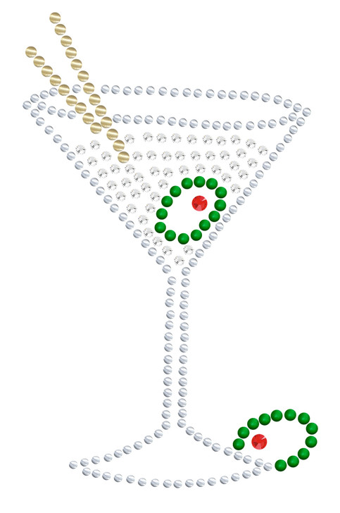 Martini (Silver Rhinestone)  - Bandanna