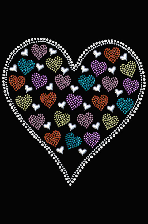 Heart with Multicolor Rhinestud Hearts Bandanna