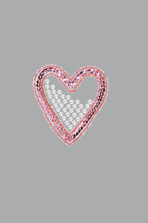 Pink Sequin & Rhinestone Heart Bandanna