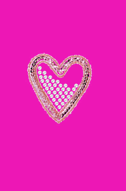 Pink Sequin & Rhinestone Heart Bandanna