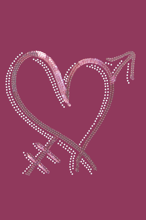 Pink Sequin Heart with Arrow Bandanna