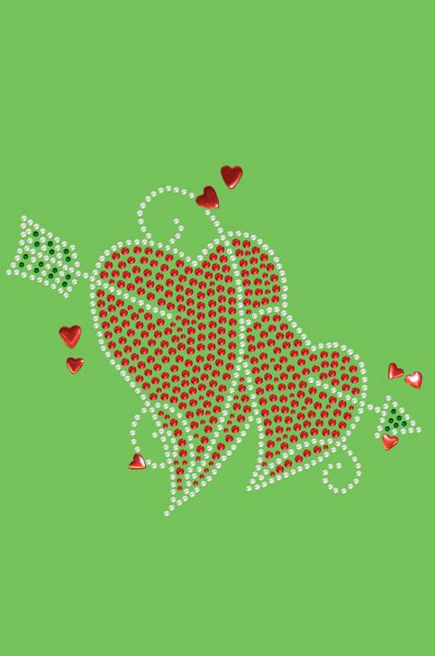 Red Rhinestone Hearts with Arrow Bandanna