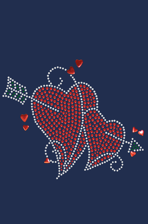 Red Rhinestone Hearts with Arrow Bandanna