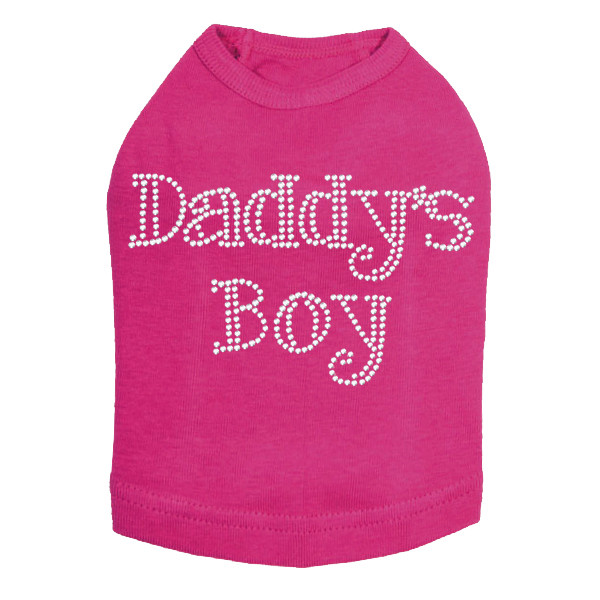Daddy's Boy dog tank for large and small dogs.
4.5" X 2.75" design with clear rhinestones.