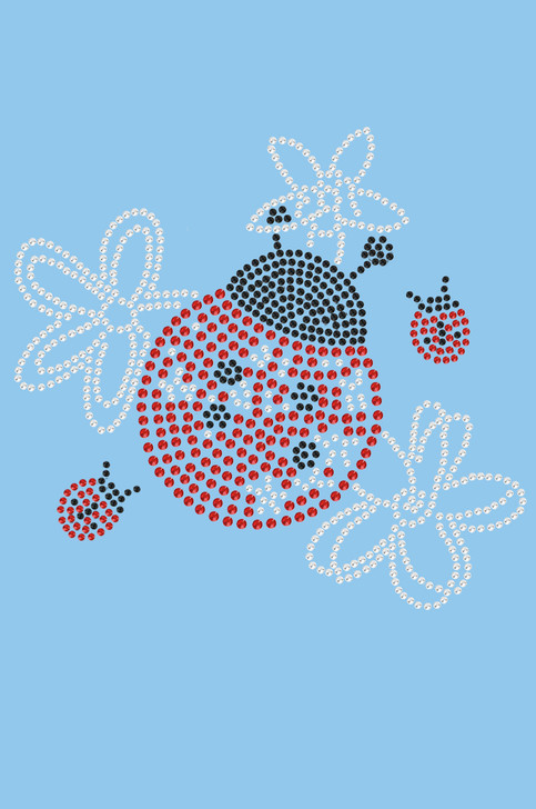 Large Lady Bug with Flowers - Women's T-shirt