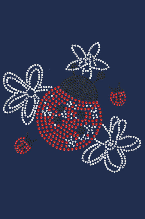 Large Lady Bug with Flowers - Women's T-shirt