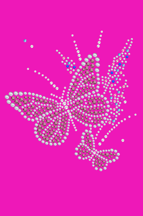 Pink Butterfly with Flowers - Women's T-shirt