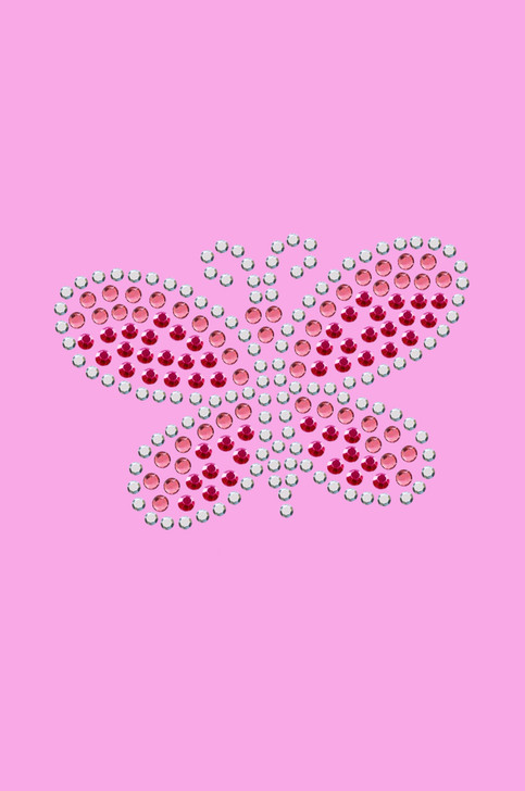 Pink Austrian crystal Rhinestone & Rhinestud Butterfly - Women's T-shirt