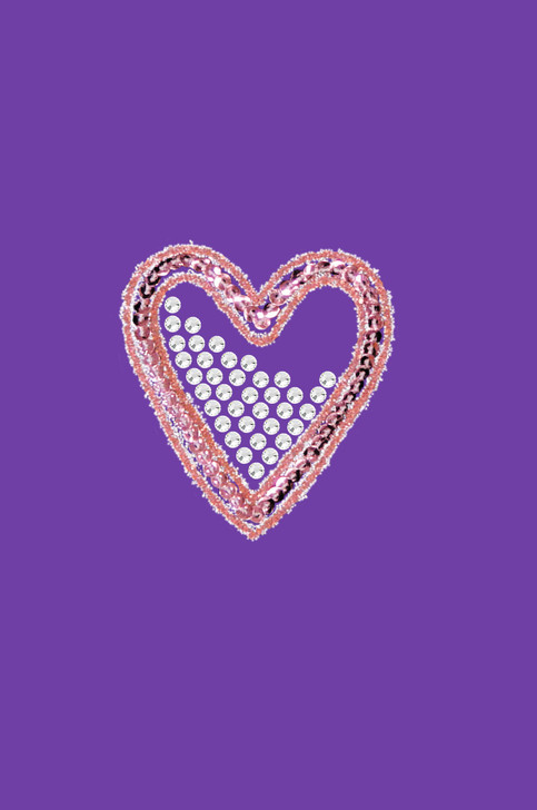 Pink Sequin & Rhinestone Heart - Women's T-shirt