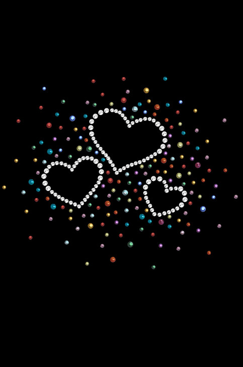 Three Hearts with Multicolored Studs - Women's T-shirt