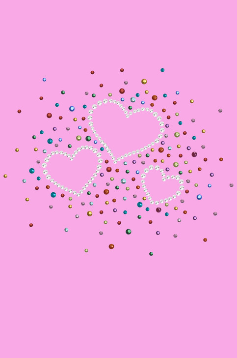 Three Hearts with Multicolored Studs - Women's T-shirt