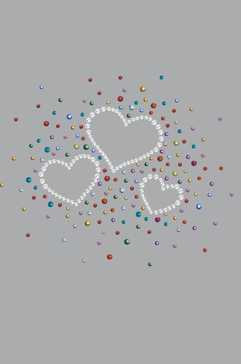 Three Hearts with Multicolored Studs - Women's T-shirt