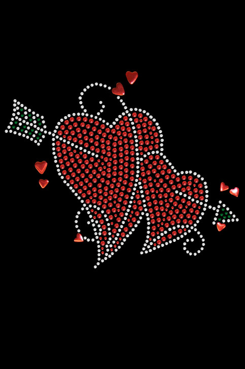 Red Rhinestone Hearts with Arrow - Women's T-shirt