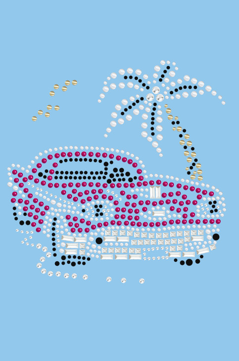 Car with Palm Tree (Pink) - Women's T-shirt