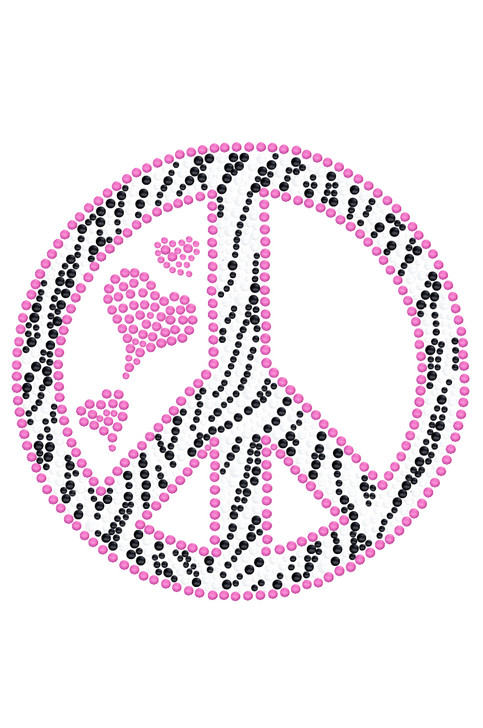 Peace Sign - Pink & Zebra Print - Women's T-shirt