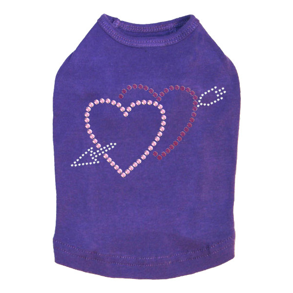 Pink & Purple Hearts with Arrow Rhinestone Dog Tank