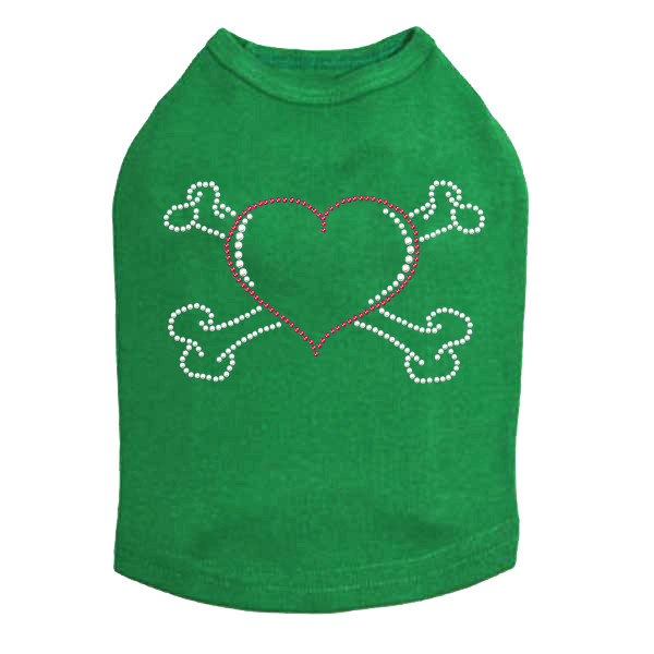 Heart with Cross Bones Rhinestone Dog Tank