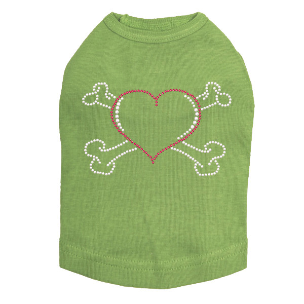Heart with Cross Bones Rhinestone Dog Tank