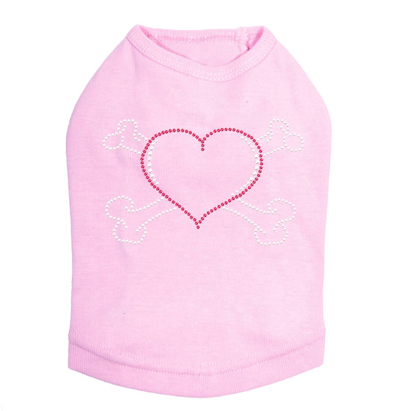 Heart with Cross Bones Rhinestone Dog Tank