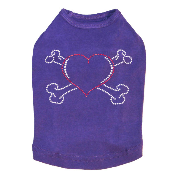 Heart with Cross Bones Rhinestone Dog Tank