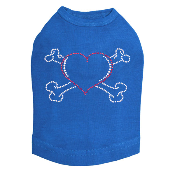 Heart with Cross Bones Rhinestone Dog Tank