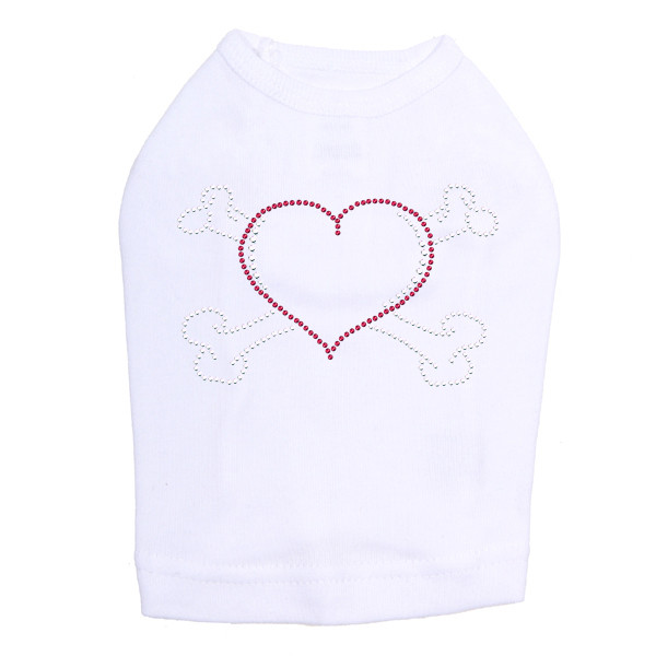 Heart with Cross Bones Rhinestone Dog Tank