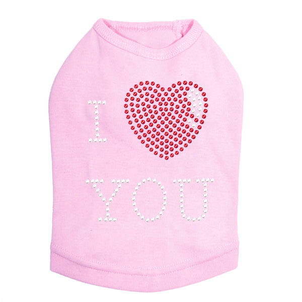 I Love You #1 Rhinestone Dog Tank