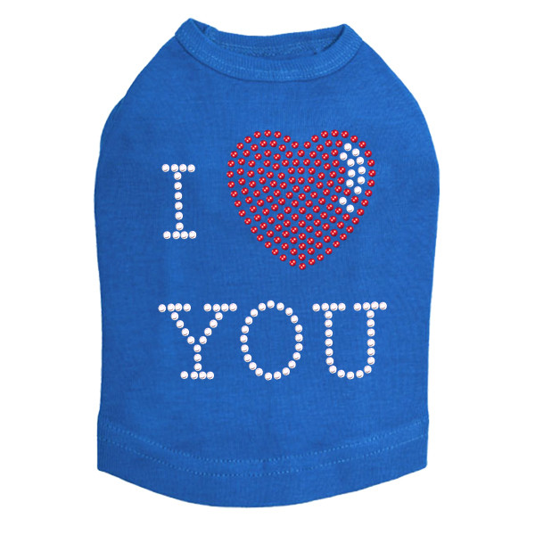 I Love You #1 Rhinestone Dog Tank