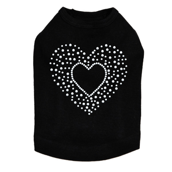Heart with Scattered Stones Rhinestone Dog Tank