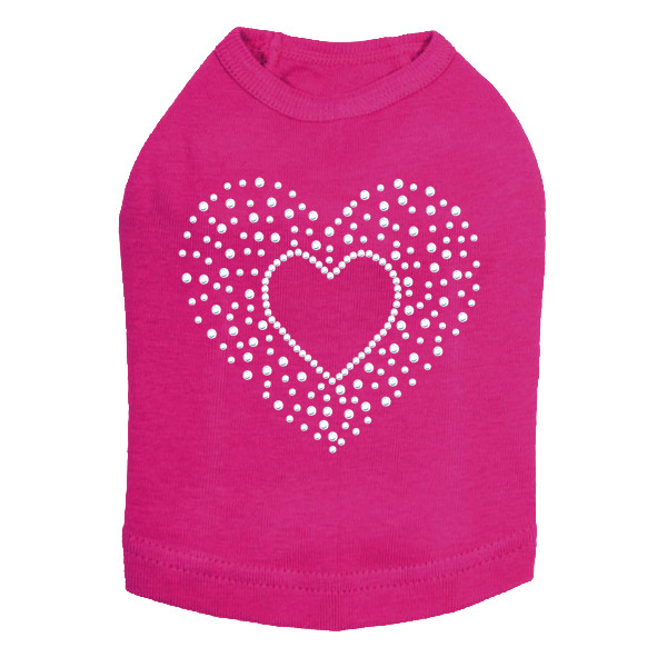 Heart with Scattered Stones Rhinestone Dog Tank