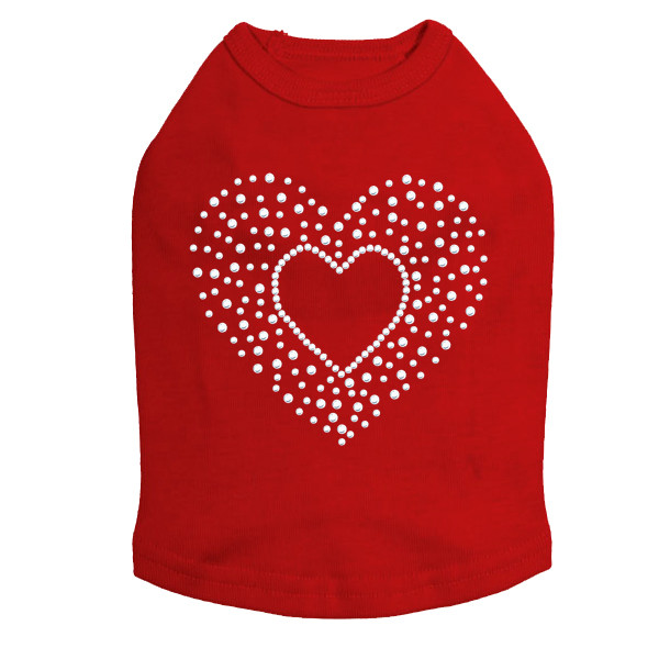 Heart with Scattered Stones Rhinestone Dog Tank
