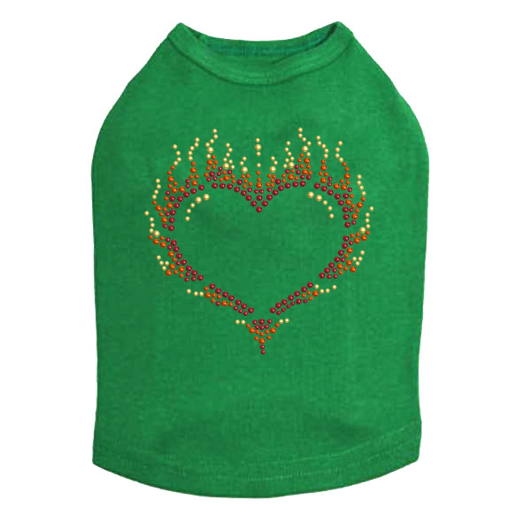 Flame Heart Rhinestone Dog Tank