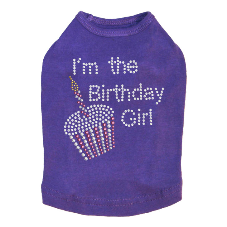 I'm the Birthday Girl rhinestone dog tank for large and small dogs.