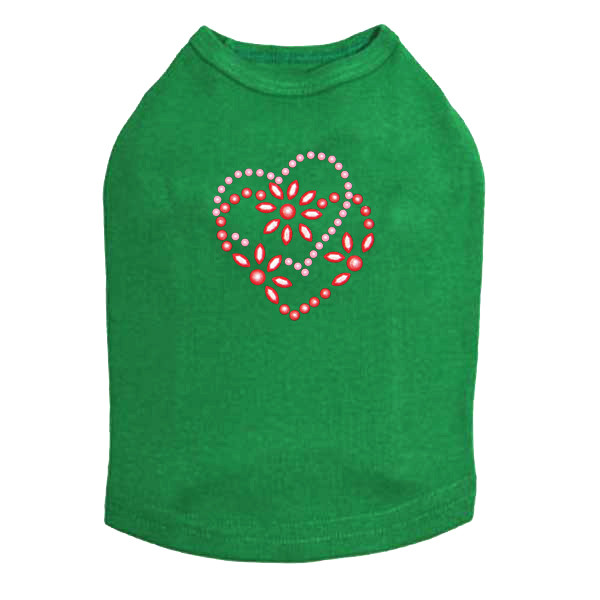 Pink & Red Flower Heart Rhinestone Dog Tank
