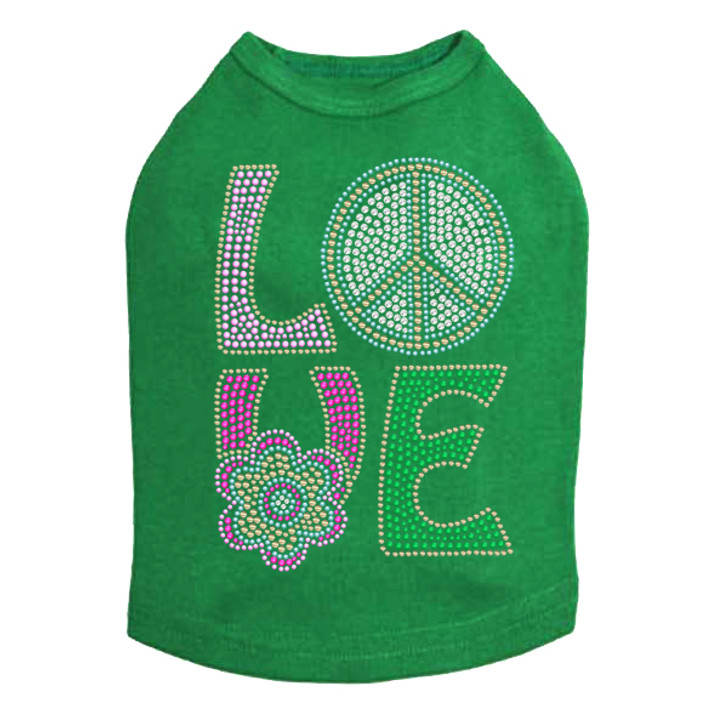 Love with Peace Sign & Flower Dog Tank