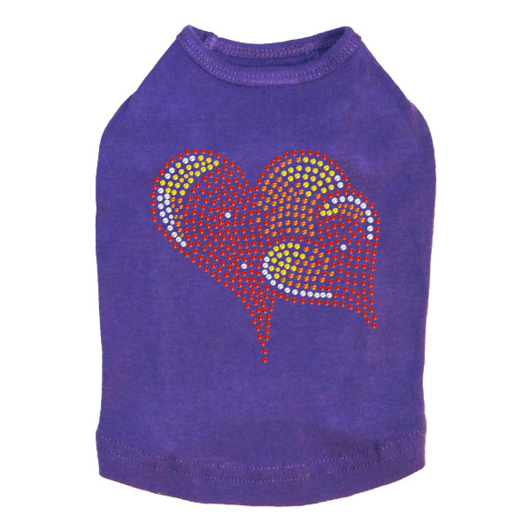 Red, Orange & Yellow Hearts Rhinestone Dog Tank