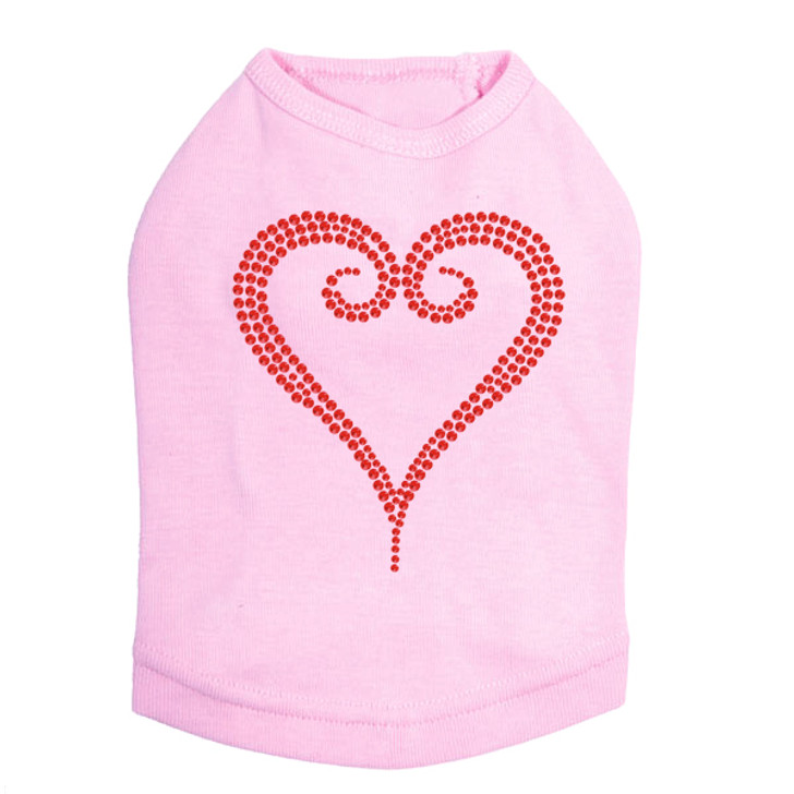 Red Rhinestone Heart dog tank for large and small dogs.