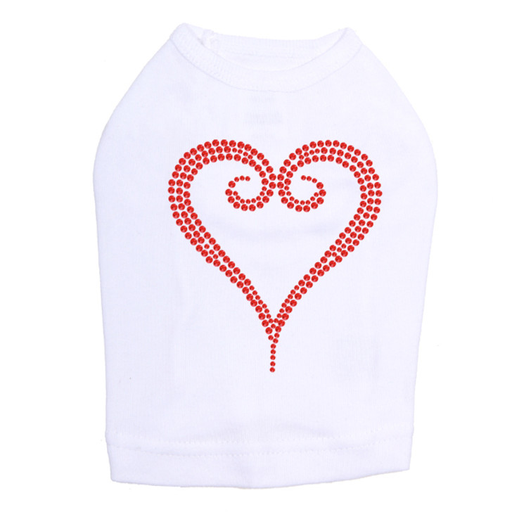 Red Rhinestone Heart dog tank for large and small dogs.