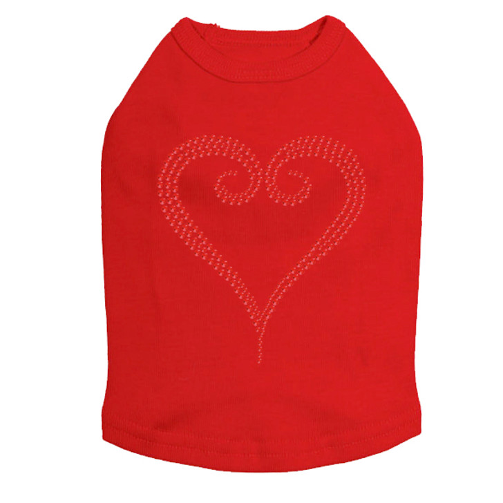 Red Rhinestone Heart dog tank for large and small dogs.